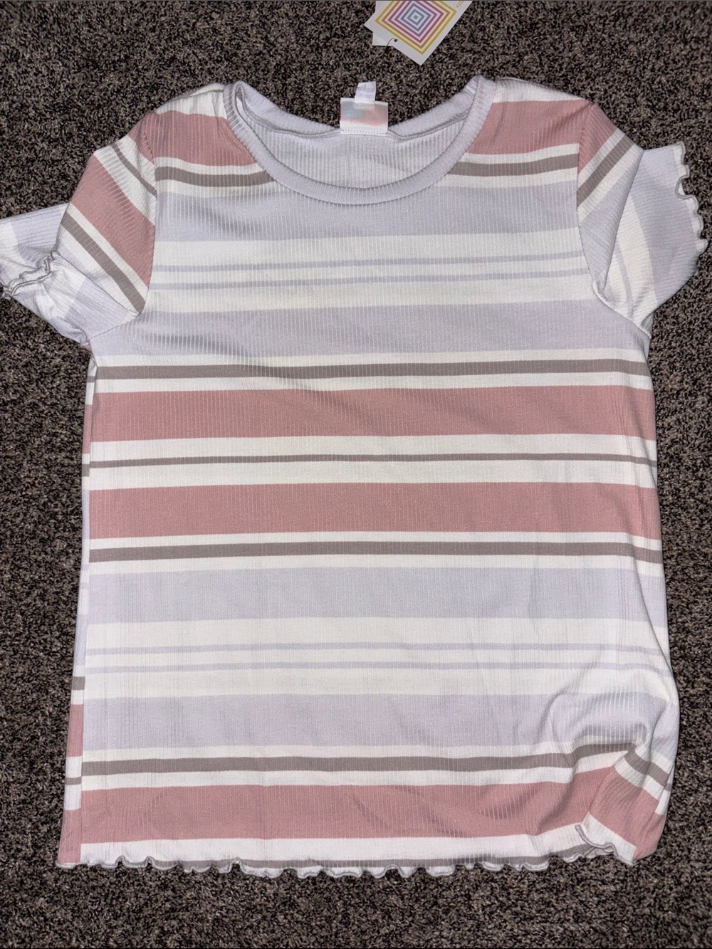 Short Sleeve Striped Tee - Pink & White